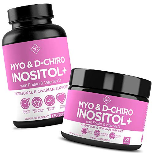 Premium Inositol Supplement Bundle - Myo-Inositol and D-Chiro Inositol Plus Folate and Vitamin D - Capsule and Powder - Hormone Balance and Healthy Ovarian Support for Women - Vitamin B8 - 60 Day Supply Premium Inositol Supplement Bundle - Myo-Inositol and D-Chiro Inositol Plus Folate and Vitamin D - Capsule and Powder - Hormone Balance and Healthy Ovarian Support for Women - Vitamin B8 - 60 Day Supply