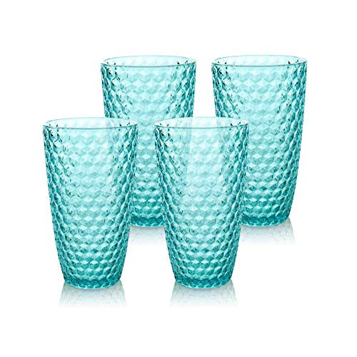BELLAFORTE - Shatterproof Tritan Tall Tumbler Blue - 19oz- Set of 4- Laguna Beach Drinking Glasses- Dishwasher Safe Plastic Tumblers - Unbreakable Glassware for indoor and Outdoor Use- BPA Free