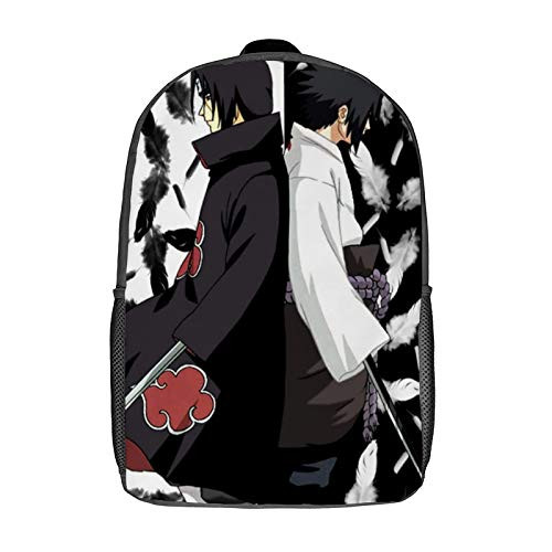 Travel Backpack Anime Naruto Itachi And Sasuke 17 Inch Unisex College Student School Bookbag for Women Men Laptop Backpack