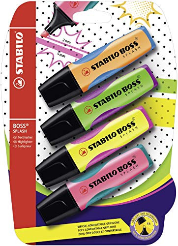 Highlighter - STABILO BOSS SPLASH Orange/Green/Yellow/Pink
