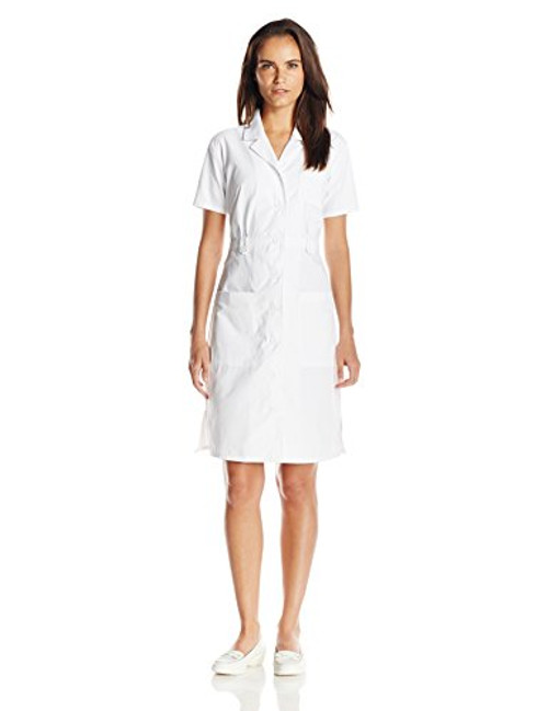 Dickies Women's Button Front Dress, White Small