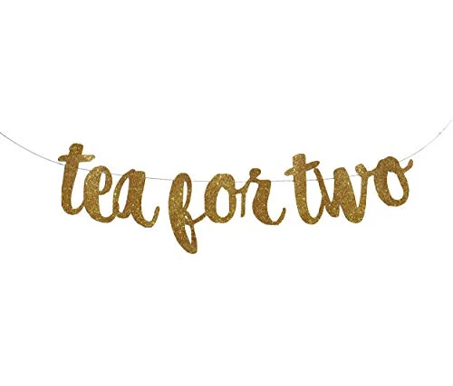 Tea for Two Banner Garland Sign, Glitter Gold, Party Decor, Alice in Wonderland, Smash Cake, 2nd Birthday, Tea Party