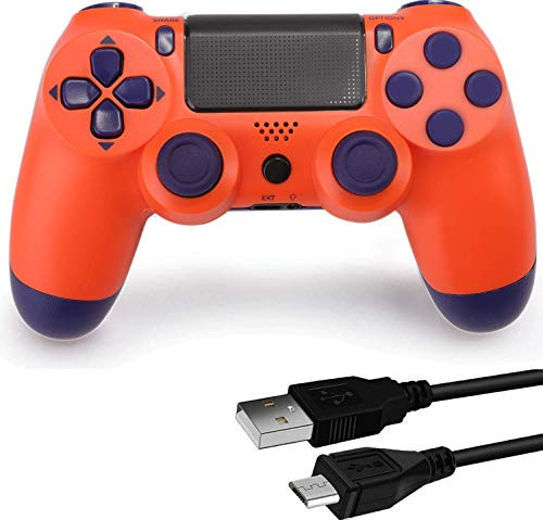 Game Controller for PS4-Wireless Controller for Playstation 4 with Dual Vibration Game Joystick-NOT-OEM- Orange-