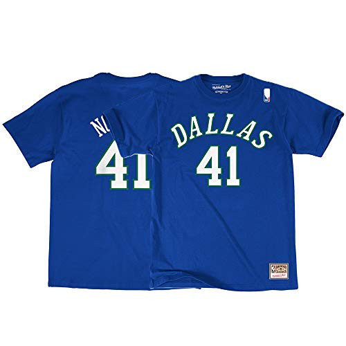 Mitchell  and  Ness Dallas Mavericks Dirk Nowitzki Blue Hardwood Classics -Large-