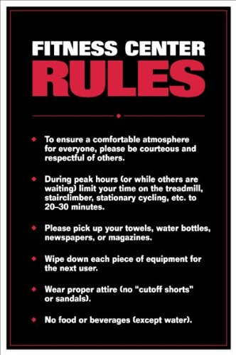 Fitness Center Rules - 24inch x 36inch Laminated Poster