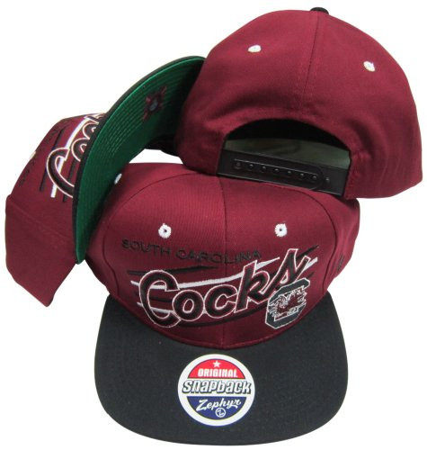 South Carolina Gamecocks Diagonal Script Cardinal/Black Two Tone Snapback Adjustable Plastic Snap Back Hat/Cap