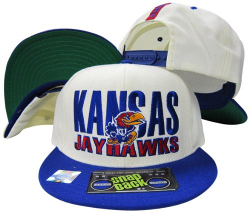Kansas Jayhawks White/Blue Two Tone Plastic Snapback Adjustable Plastic Snap Back Hat/Cap