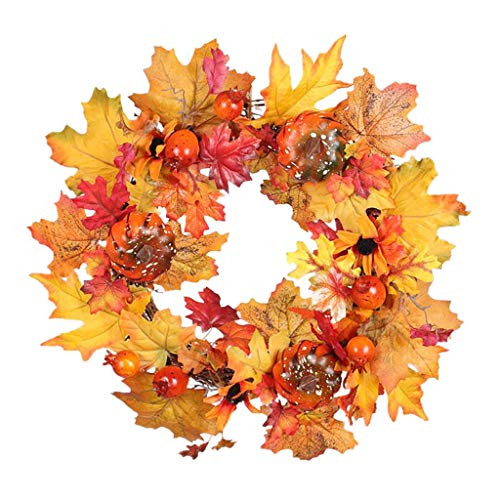 Keepfit Fall Wreath Front Door Wreath with Maple Leaf- Pumpkin- Pine Cone- Berries Garland Harvest Wreath for Halloween and Thanksgiving Home Indoor or Outdoor Arrangement Decoration Keepfit Fall Wreath Front Door Wreath with Maple Leaf- Pumpkin- Pine Cone- Berries Garland Harvest Wreath for Halloween and Thanksgiving Home Indoor or Outdoor Arrangement Decoration