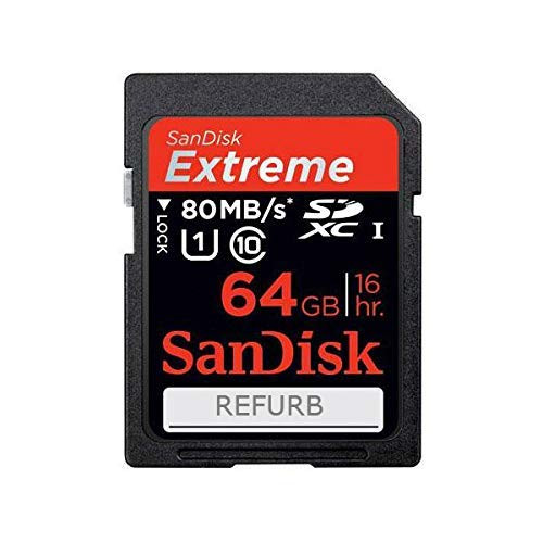 SanDisk 64GB Extreme SDXC Card 80MB/s UHS-1 Class 10 SDSDX-064G (Renewed)