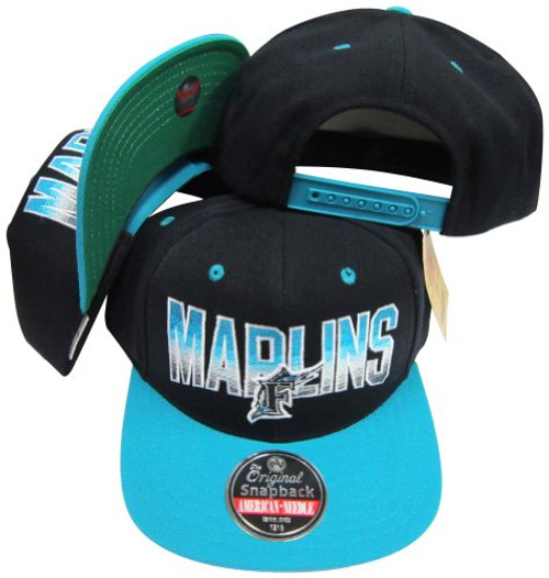 Florida Marlins Black/Teal Two Tone Plastic Snapback Adjustable Plastic Snap Back Hat/Cap Florida Marlins Black/Teal Two Tone Plastic Snapback Adjustable Plastic Snap Back Hat/Cap
