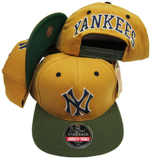 New York Yankees Gold/Olive Two Tone Plastic Snapback Adjustable Plastic Snap Back Hat/Cap