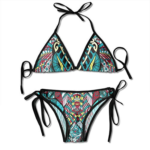 Elephant Indian Bohemian Boho Women's Girls Bikini Sets Sexy Padded Triangle Bikini Push Up Crop Top Two Piece Swimsuit Bathing Suit Bottom Bra Set