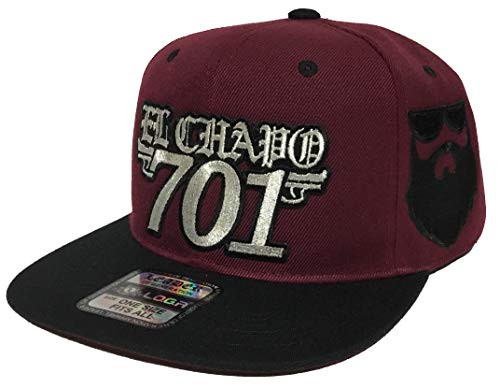Mexico EL Chapo 701 Silver LA Barba AL LADO AL OTRO LADO HAT 3 Logos Maroon Black Snapback Mexico EL Chapo 701 Silver LA Barba AL LADO AL OTRO LADO HAT 3 Logos Maroon Black Snapback