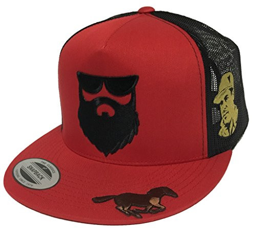 EL SEÑOR DE LA Barba Y EL Chapo Guzman Caballo EN LA VISERA 3 Logos HAT RED Black MESH EL SEÑOR DE LA Barba Y EL Chapo Guzman Caballo EN LA VISERA 3 Logos HAT RED Black MESH
