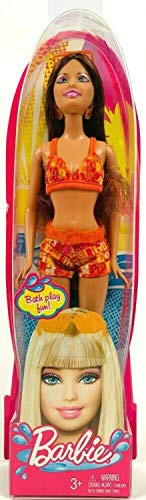 Barbie - Bath Play Fun Brunette Doll in Orange Print Bikini