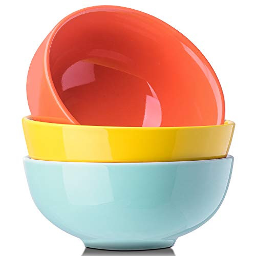 LOVECASA 8 in Large Porcelain Cereal Pasta Serving Bowls Sets? 64 OZ Ceramic Salad Soup Ramen Bowl Mixing Bowl-2 Quart Big Ceramic Serving Bowls for Soup and Pho- Microwave  and  Dishwasher Safe- Set of 3