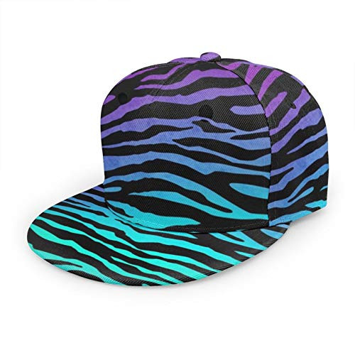 MFILUDTY Unisex Snapback Hats- Purple Blue Green Camouflage Zebra Stripes Adjustable Printed Hip Hop Flat Bill Baseball Cap