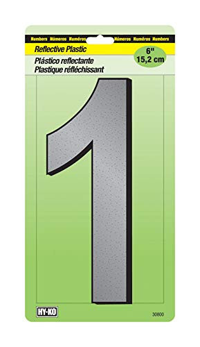 Hy-Ko 6 in. Reflective White Plastic Nail-On Number 1 1 pc.