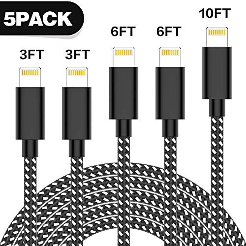 TNSO MFi Certified iPhone Charger Lightning Cable 5Pack(3FT 3FT 6FT 6FT 10FT) Extra Long Nylon Braided USB Fast Charging&Syncing Cord Compatible iPhone Xs MAX X 8 Plus 7 Plus 6s TNSO MFi Certified iPhone Charger Lightning Cable 5Pack(3FT 3FT 6FT 6FT 10FT) Extra Long Nylon Braided USB Fast Charging&Syncing Cord Compatible iPhone Xs MAX X 8 Plus 7 Plus 6s