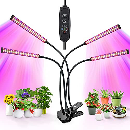 Led Grow Lights for Indoor Plants Full Spectrum- Grow Lights 252 LEDs 4 Heads Plant Growing Lamps with Timer 360Adjustable Gooseneck for Seedlings and Succulents