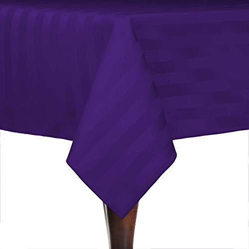Ultimate Textile Satin-Stripe 52 x 70-Inch Rectangular Tablecloth Purple