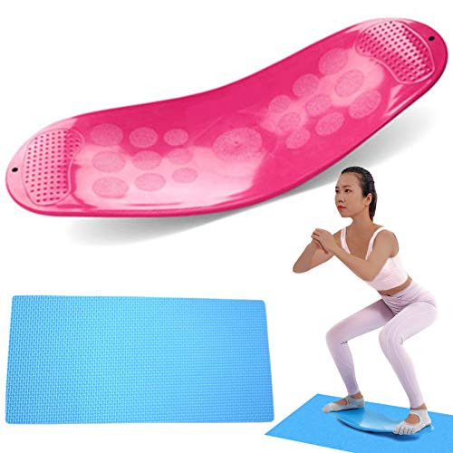 Pacdeaet Twist Board Yoga Fitness Balance Board with Non-Slip Mat Fitboard Exercise Equipment for Training Abs Arms Legs Core Workout Balancing for Adults-Pink