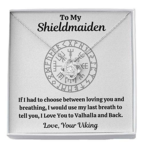 OC9 Gifts To My Shieldmaiden ''Breathing'' Love Knot Necklace with Message Card and Gift Box. Gift for Fiance- Girlfriend- Future Wife- Wife. Fiance- Girlfriend- Future Wife- Wife Gift. Necklace for Fiance- Girlfriend- Future Wife- Wife. -Standard Bo
