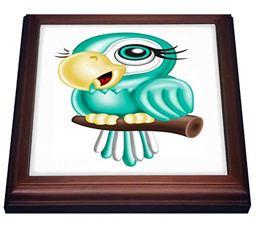 3dRose Cute Mint Green Parrot On A Branch Illustration - Trivets -trv_327391_1-