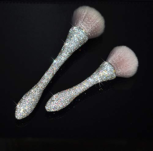 BlingChic Rhinestones Bling Makeup Brush Set Face Kabuki 2 Pieces - Foundation and Powder Makeup Brushes for Mineral BB Cream