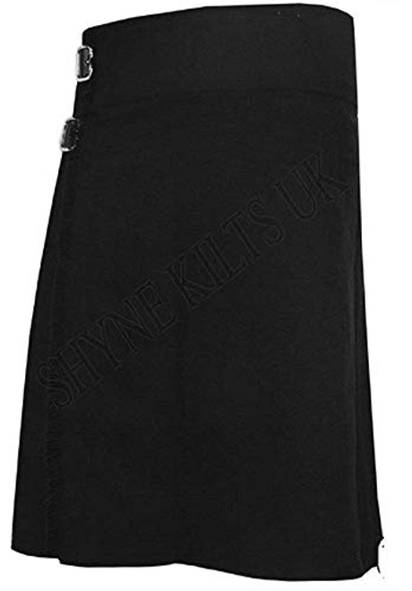 SHYNE Plain Black Men's 5 Yard Scottish Kilts Tartan Kilt 13oz Highland Casual Kilt -36inch- SHYNE Plain Black Men's 5 Yard Scottish Kilts Tartan Kilt 13oz Highland Casual Kilt -36inch-