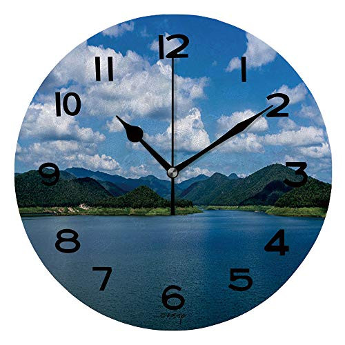 ALUONI Print Round Wall Clock- 10 Inch Lack of Water Quiet Desk Clock for Home-Office-School IS092732