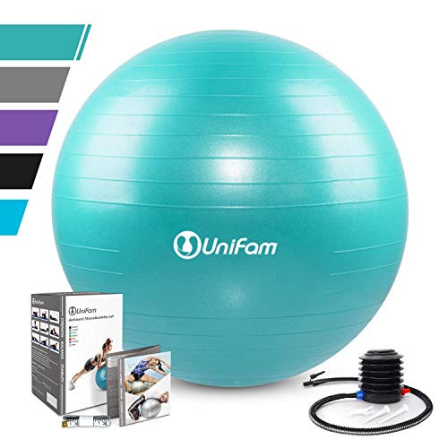 UNI FAM Exercise Stability Ball Chair- Extra Thick for Crossfit- Yoga- Balance  and  Core Strength Training- Slip-Resistant  and  Anti-Burst -Hand Pump Included- 75CM -Blue-