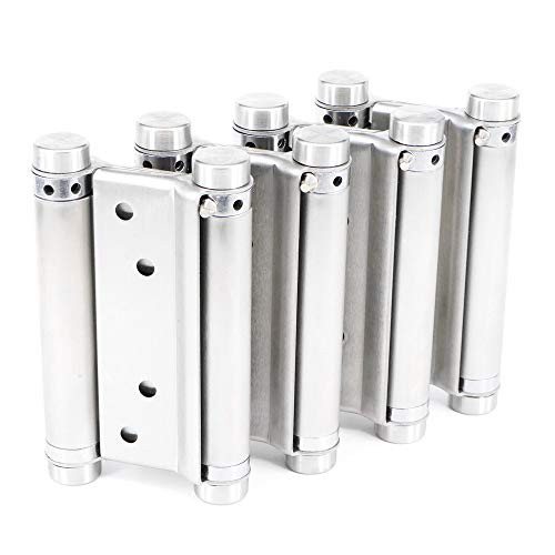 Stainless Steel Door Swing Hinge-4 Pack 4 Self Closing Double Action Spring Hinges for Cafe Saloon Pub Doors Gate- with Pins Screws