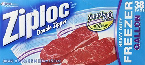 Ziploc Double Zipper Freezer Gallon Bags - Total- 152 Bags -4 X 38 ct.- by Ziploc