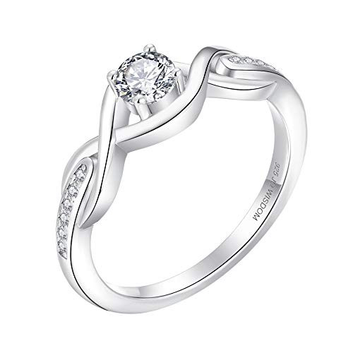 JO WISDOM Infinity Knot Promise Rings for Her Sterling Silver Cubic Zirconia Wedding Engagement Rings size 7