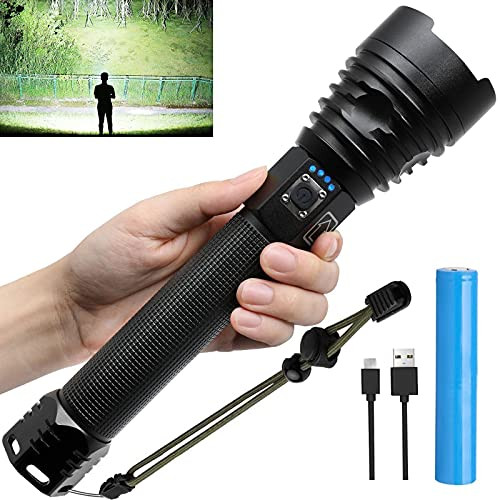 Tactical LED Flashlights High Lumens- 90000 Lumens Super Bright Rechargeable Flashlights with 5 Modes- Zoomable- 26650 Batteries- Waterproof- Powerful Handheld Flashlight for Hiking Outdoor Tactical LED Flashlights High Lumens- 90000 Lumens Super Bright Rechargeable Flashlights with 5 Modes- Zoomable- 26650 Batteries- Waterproof- Powerful Handheld Flashlight for Hiking Outdoor