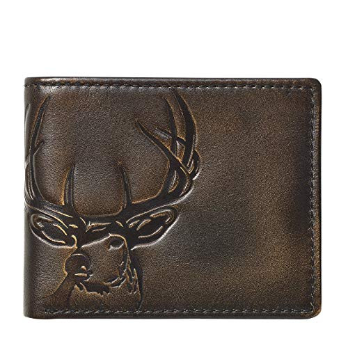 HOJ Co. DEER Bifold Wallet with Flip ID | Full Grain Leather With Hand Burnished Finish | Extra Capacity Men's Leather Wallet | Deer Wallet