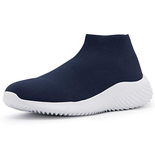 HENGNI Men's Walk Shoes Sneakers - Mesh Slip On Lightweight Breathable Casual Shoes Fashion Sneakers Walking Shoes-Navy Blue-Size 11 