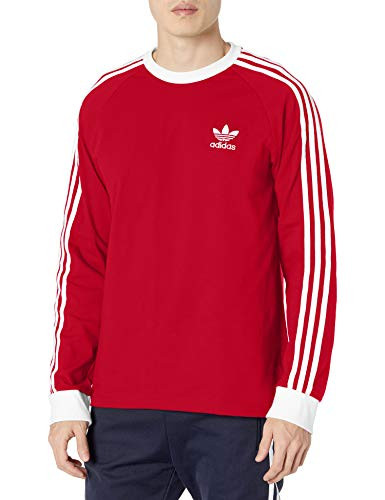adidas Originals-mens-3-Stripes Long Sleeve Tee-Scarlet-XX-Large