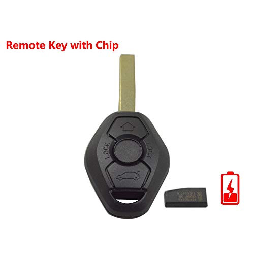 FLYPIG New Uncut Chip Chip ID44 315MHz 433MHz Keyless Entry Remote Control Car Key Replacement for BMW Z4 X 3 X5 E46 Series 3 5 7 Z3(Include Electronic,Battery and Chip)