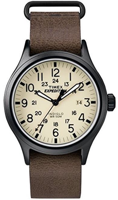 Timex Men's TWC007000 Expedition Scout 40mm Tan/Brown Leather Slip-Thru Strap Watch