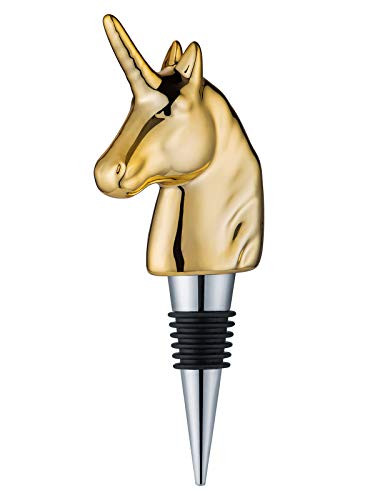 Smokeyojos Porcelain Gold Plating Unicorn Wine Bottle Stoppers Decorative Funny Wine Accessories Gift