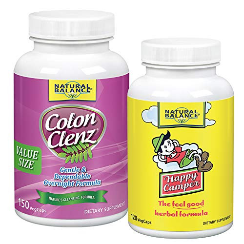 Natural Balance Colon Clenz  and  Happy Camper Bundle | Herbal Cleanse  and  Stress Support | 150 Capsules- 120 Capsules