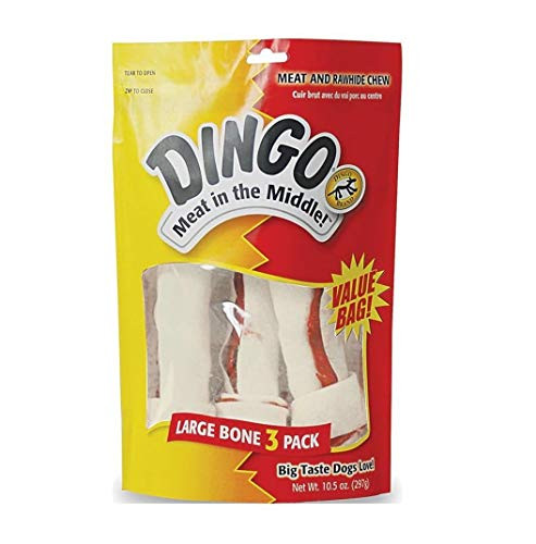 9-Count Dingo Large Bones Rawhide Chews - -3 Packages with 3 Bones per Pack-