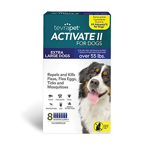 TevraPet Activate II Flea and Tick Prevention for Dogs | All Dog Sizes | 8 Months Supply | Medicine for Treatment and Control | Topical Drops -X-Large 55Plus lbs-