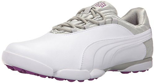 PUMA Golf Women's sunnylite v2 Golf Shoe- White-Gray Violet-Purple Cactus Flower- 9.5 Medium US