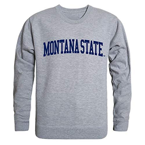 Montana State University Game Day Crewneck Pullover Sweatshirt Sweater Heather Grey Large