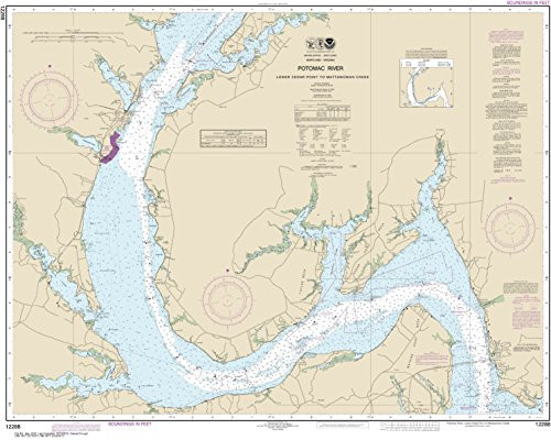 NOAA Chart 12288 Potomac River Lower Cedar Point to Mattawoman Creek- 31.94inch X 39.78inch Paper Chart