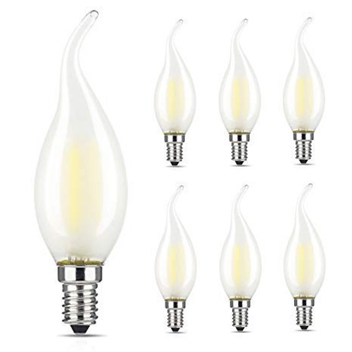 LED 6W 6 Pack Frosted Chandelier Candelabra Candle Bulb 60 Watt Replacement Bulb E12 Base Warm White 2700K-C35 Lamp