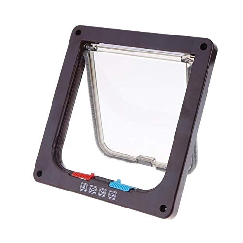 WHZ Pet Door 4 Ways Lockable Security Flap Door for Dog Cat Kitten Wall Mount Door Animal Small Pet Cat Dog Gate Door- Size-S-Coffee- -Color - Coffee-